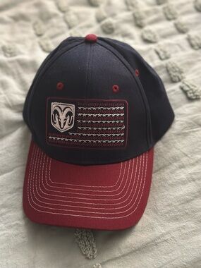 Dodge Ram Navy and Red Embroidered American Flag Baseball Cap NWOT